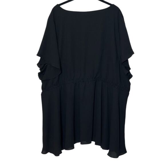 Torrid Black Babydoll Georgette Lace-Up Blouse Lace Front Tie Woman's Size 5X - Picture 3 of 16